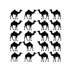 Camel Silhouette Pattern – Desert Animal Vector Set in Black