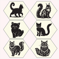 vector set of funny cats