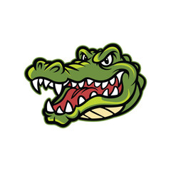 Angry Crocodile Head Mascot – Fierce Cartoon Alligator Logo Illustration