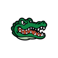 Cartoon Crocodile Head Logo – Angry Alligator Mascot Illustration with Sharp Teeth