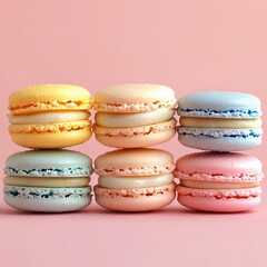 Delightful macarons in pastel colors dessert photography soft background elegant atmosphere culinary art experience