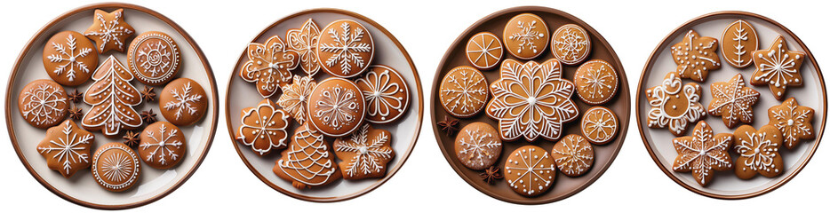 Gingerbread Cookies on a plate, top view