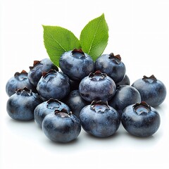 Bountiful blueberries fresh and plump on a white background food photography bright lighting culinary delight
