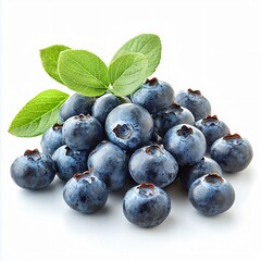 Fresh plump blueberries nature's bounty food photography white background close-up view healthy eating concept