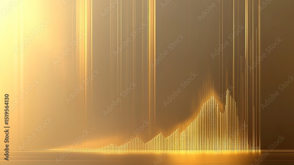 Poster abstract golden data visualization with vertical lines and peaks