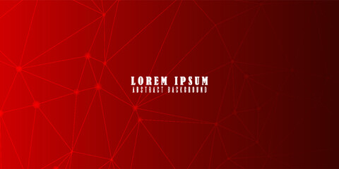 Abstract Red Polygonal Background with Connected Dots
