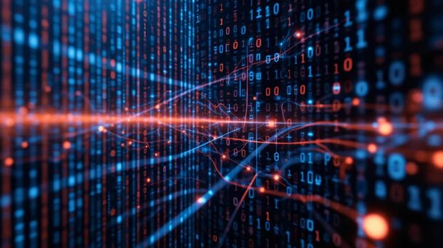 Abstract Digital Stream: Binary Code and Network Connections