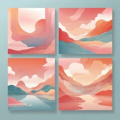 set of banners with clouds