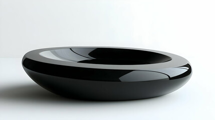 Modern Black Oval Bowl On White Background
