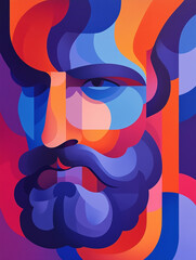 Colorful Abstract Portrait with Geometric Shapes and Vibrant Gradient Hues