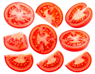 Fresh set of tomato slices isolated on white