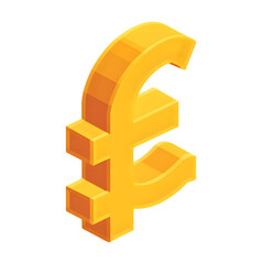Sign Of Pound Sterling In Isometric 3d Style  Money Symbol Image, high resolution digital graphic illustration for web and print use with clean background perfect for ads social media
