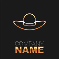 Line Elegant women hat icon isolated on black background. Colorful outline concept. Vector