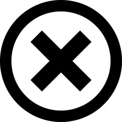 Black Circular X Cross Delete Close Vector Icon