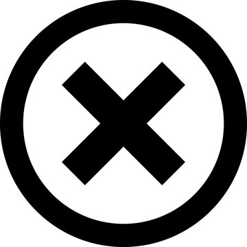 Black Circular X Cross Delete Close Vector Icon