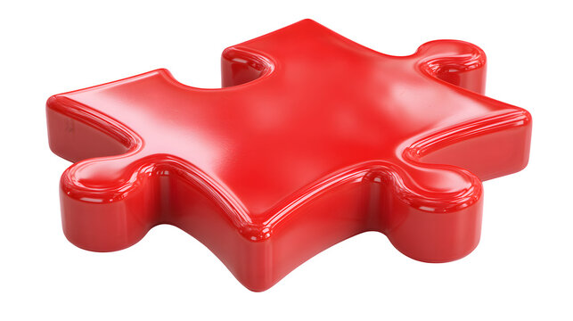 Red Jigsaw Puzzle Piece Toy Like, high resolution digital graphic illustration for web and print use with clean background perfect for ads social media banners posters marketing presentations