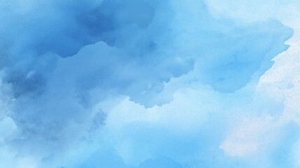 Cloudy Blue Watercolor Background with Soft Gradient and Paper Texture