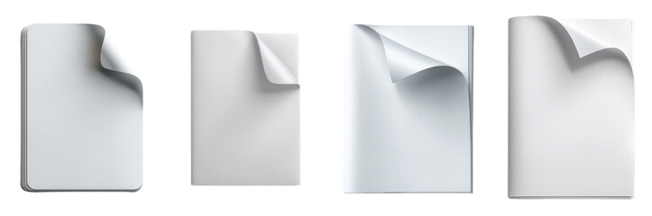 Blank White Paper Sheets with Page Curl for Graphic Design Use