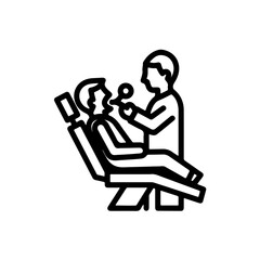 Dentist examining patient chair outline icon