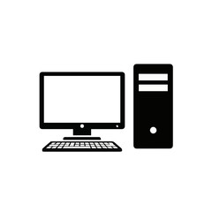 Desktop Computer Icon Minimal Flat Style