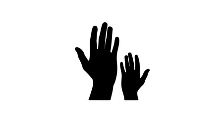 Hands reaching up child adult