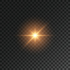 Soft Warm Star Flare with Light Glow on Transparent Background

