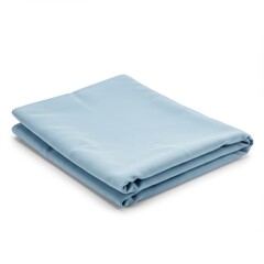Folded light blue fabric isolated on white background for textile mockups, cloth presentation, and design element uses.