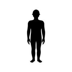 Person wearing hard hat silhouette