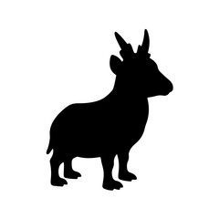 Silhouette of a small horned animal