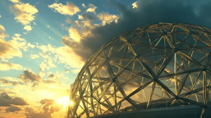 Futuristic dome at sunset