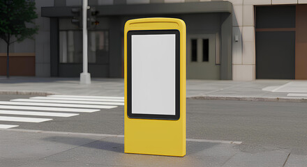 Blank, empty pedestrian crosswalk signal box mockup isolated, 3d rendering, safety campaign, accessibility awareness, urban planning template.