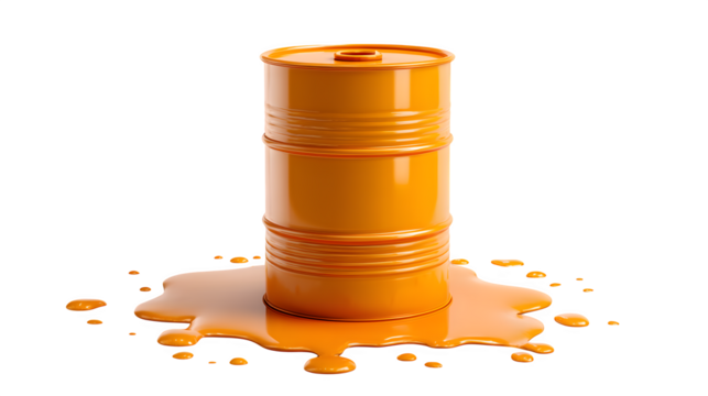 Orange Oil Barrel With Droplet Fuel Container, high resolution digital graphic illustration for web and print use with clean background perfect for ads social media banners posters