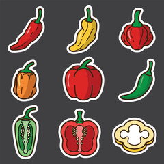 set of chili good for sticker, badge, element design, icon, etc