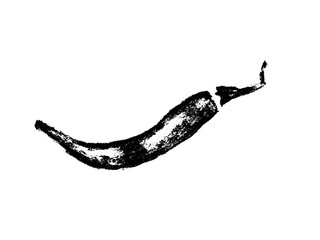 Charcoal style vector doodle chili pepper and jalapeno. Hand drawn symbol for food labels, cosmetic packaging, kitchen decor, and extended license design projects.