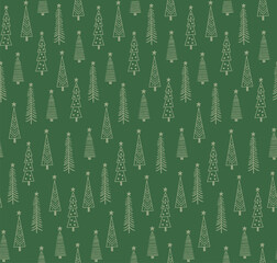 Seamless Christmas Tree Pattern For Gift Wrap And Fabric Print