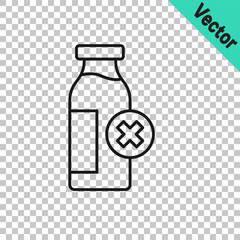 Black line Lactose intolerance icon isolated on transparent background. Not allow milk. Allergy concept, lactose intolerance allergy warning sign. Vector