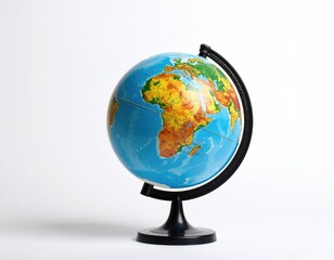Globe on Stand: A classic globe on a black stand, showcasing the continents and oceans, symbolizing exploration, knowledge, and our interconnected world.