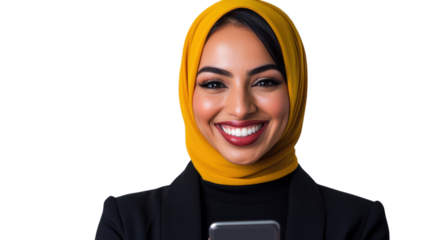 Empowering women in business confident professional smiling with smartphone modern office portrait bright environment