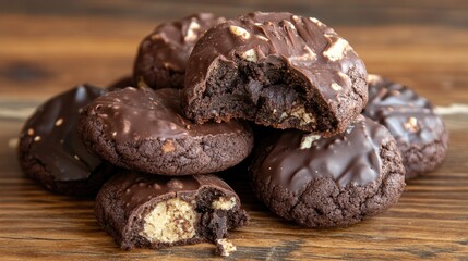 Delicious Chocolate Cookies with Melted Chocolate and Crunchy Texture