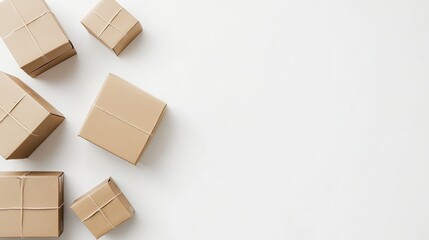 Variety of Craft Paper Boxes Arranged on a Light Background