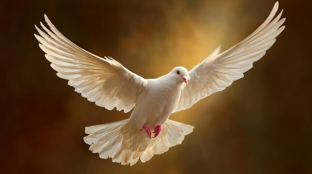 Symbolizing peace and divine support through the flight of a white dove during the international day of peace celebration