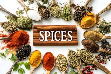 Spices and natural food. Image for designers.