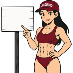 Lifeguard Pointing at a Blank Whiteboard Generative AI