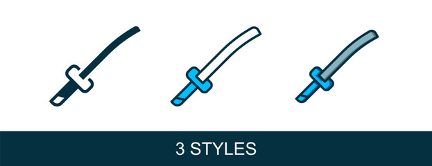 Filled outline Traditional Japanese katana icon isolated on white background. Japanese sword. Vector