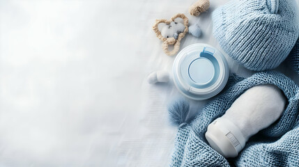 Baby Products On Light Wood Background