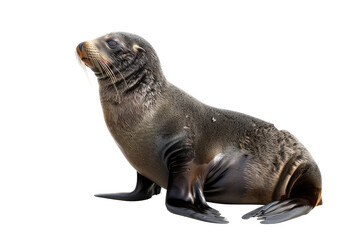 Isolated Fur Seal Pup On White or transparent, Cute Marine Animal.