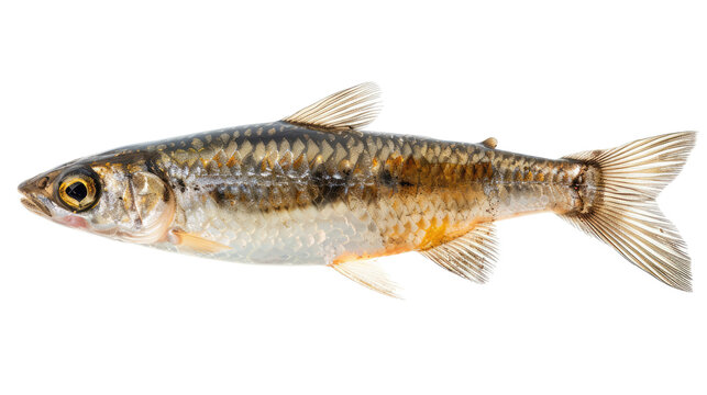 Isolated View Of A European Chub (Squalius Cephalus) Against A Black Backdrop. Aquatic Wildlife Concept.