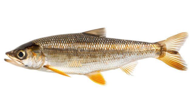 Aspius Aspius Fish, Isolated On White or transparent. Freshwater Predator With Silver Scales And Golden Fins.