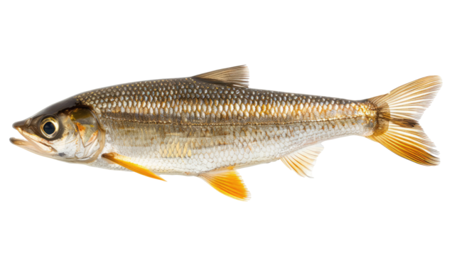 Aspius Aspius Fish, Isolated On White or transparent. Freshwater Predator With Silver Scales And Golden Fins.