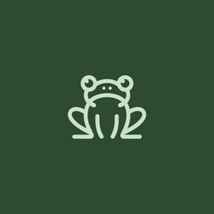 Frog logo in simple and minimalist line art style.